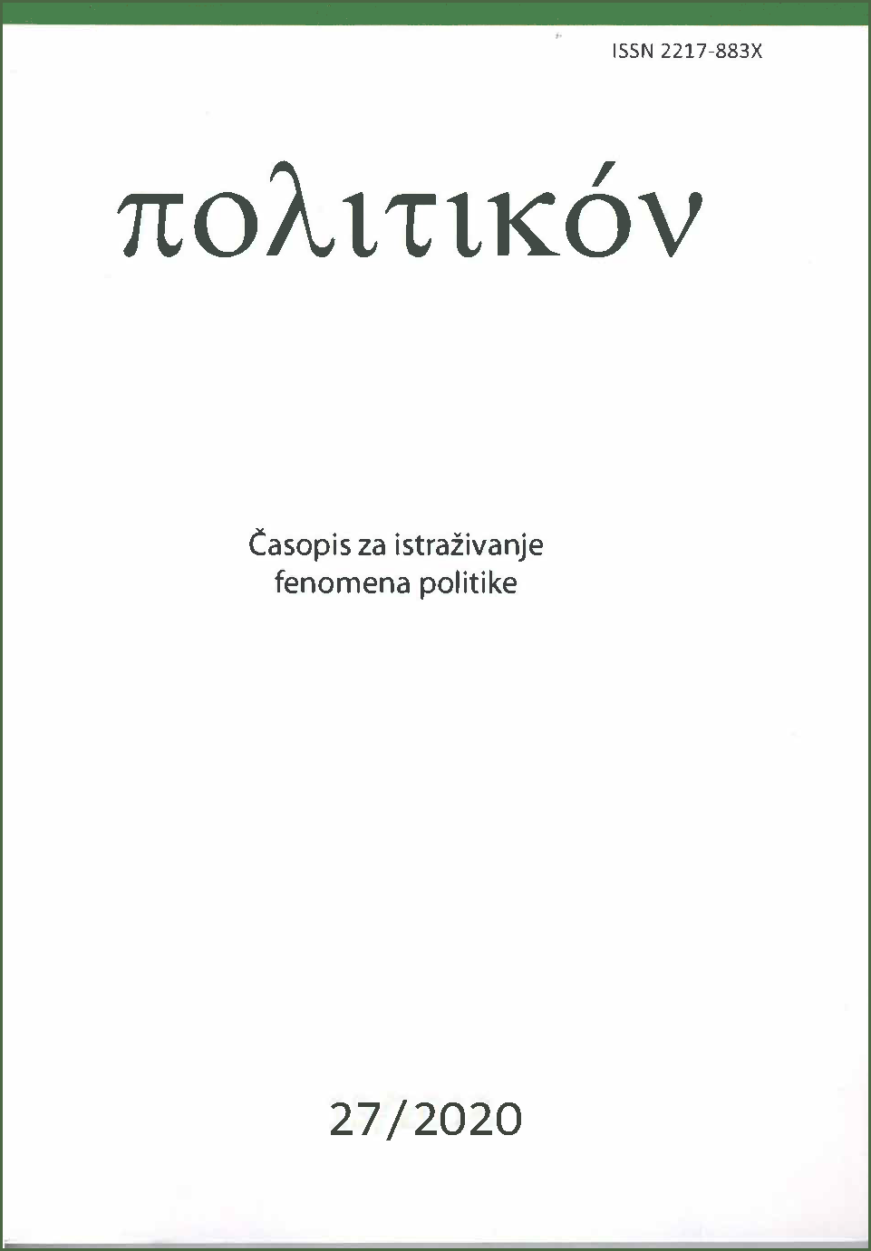 Politikon Vol. 9 Number 27 Year 2020: Cover